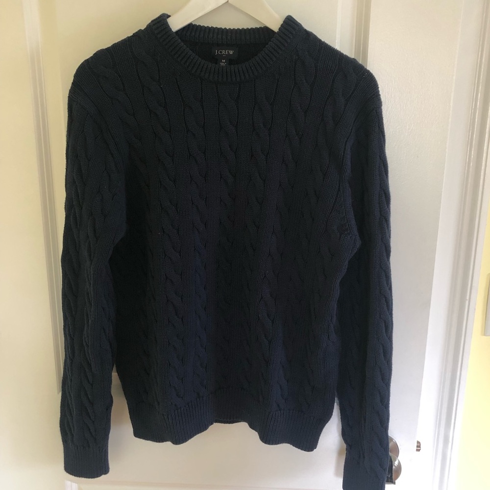 J Crew Men’s navy blue cotton sweater like new